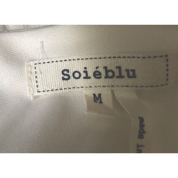 Soieblu Sz Medium Ivory/Blue Boho Embroidered Linen Blend Shift Dress - Picture 4 of 4